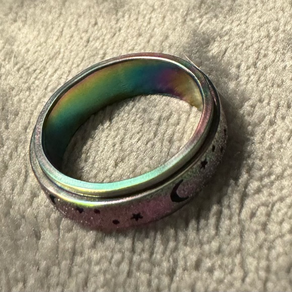 Super cool fidget spinner ring size 5.5 top band spins around NEW - Picture 2 of 4